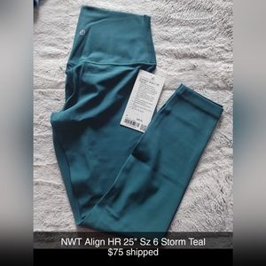 NWT Lululemon Align HR 25" Sz 6 Storm Teal